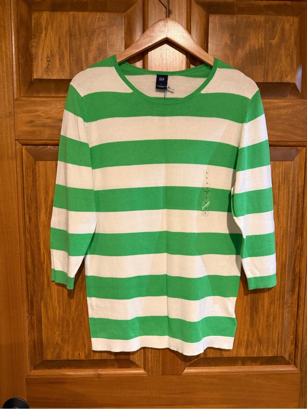 NWT GAP Bright Green and White Striped Knit Top